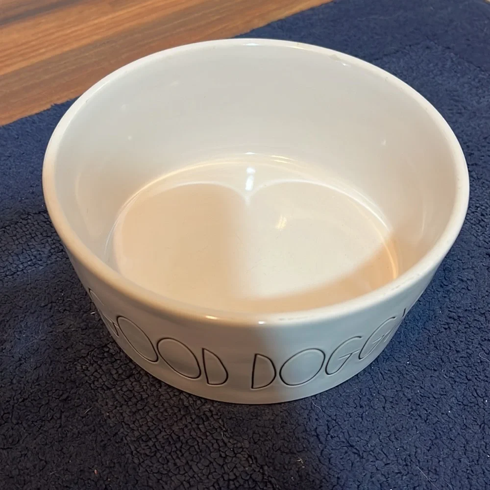 Rae Dunn Good Doggy White Ceramic Water Bowl